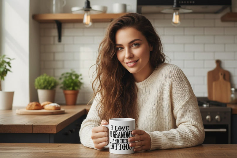 Funny Grandma Mug – “Love Grandma And Her Tattoos” 11oz Ceramic Coffee Gift for Mother’s Day or Birthday - WJMAPPAREL.COM