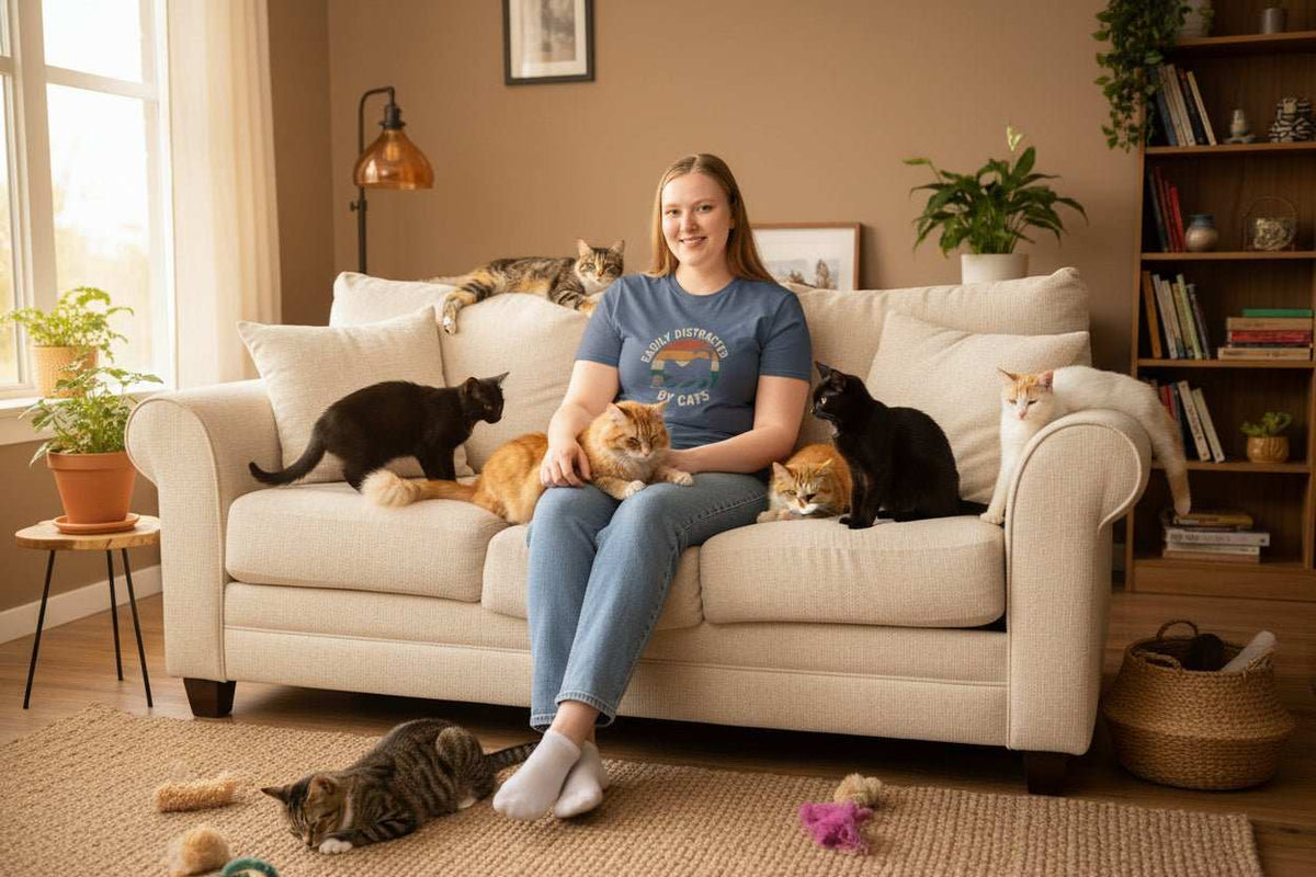 Easily Distracted by Cats T-Shirt – Funny Cat Lover Graphic Tee Gift - WJMAPPAREL.COM