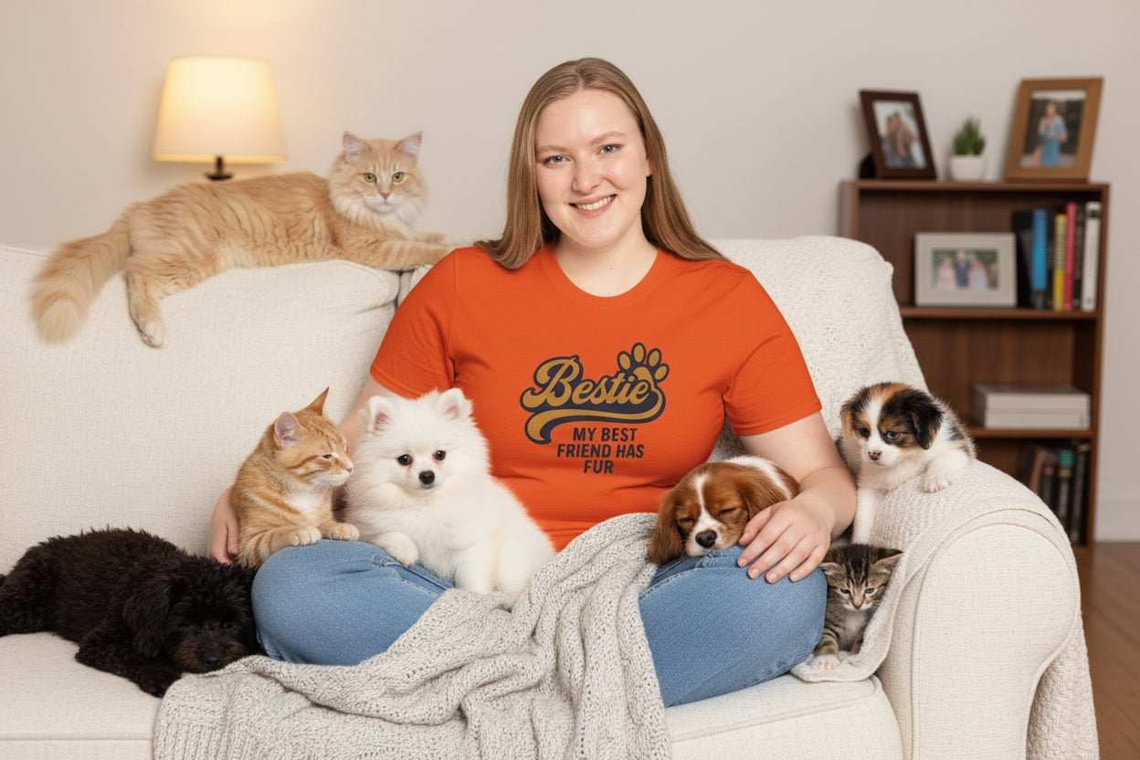 Bestie Fur Friend Cat Mom T-Shirt – Cute Cat Lover Gift - WJMAPPAREL.COM