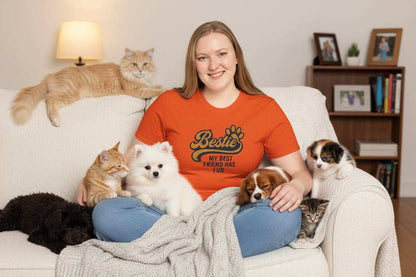Bestie Fur Friend Cat Mom T-Shirt – Cute Cat Lover Gift - WJMAPPAREL.COM
