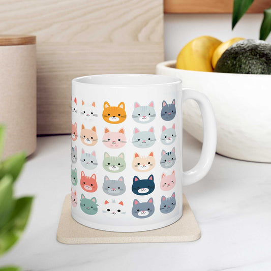 Kawaii Cat 11oz Mug – Cute Anime Cat Coffee Mug Gift - WJMAPPAREL.COM