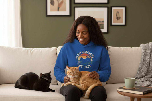 Easily Distracted By Cats Hoodie – Funny Cat Lover Sweatshirt Gift - WJMAPPAREL.COM