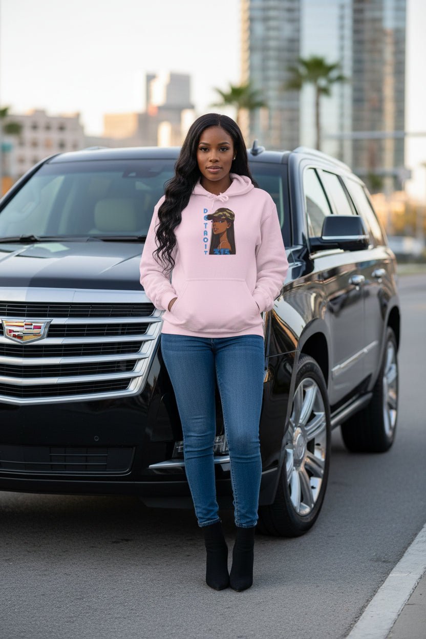 Detroit 313 Hoodie — Urban Femme Portrait Sweatshirt - WJMAPPAREL.COM