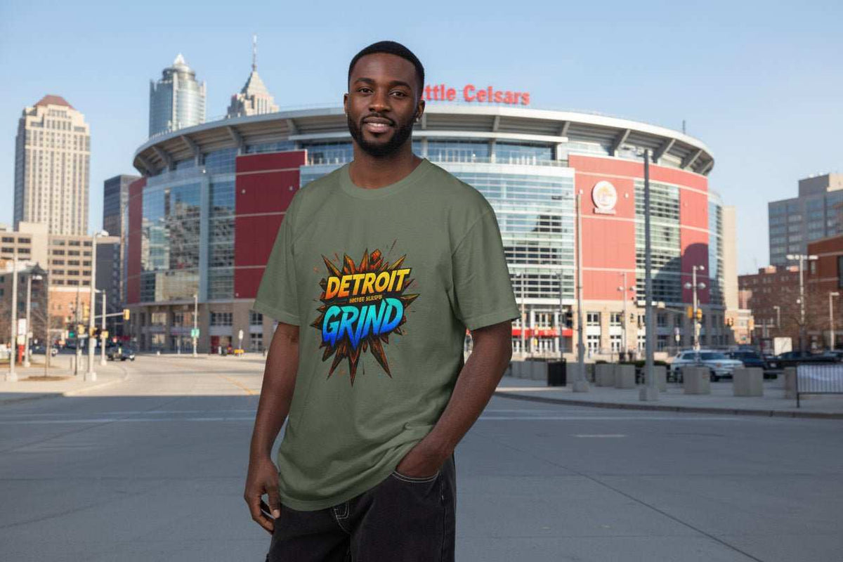 Detroit Grind Graphic T-Shirt – Motivational Hustle Tee Gift for Detroit Fans - WJMAPPAREL.COM