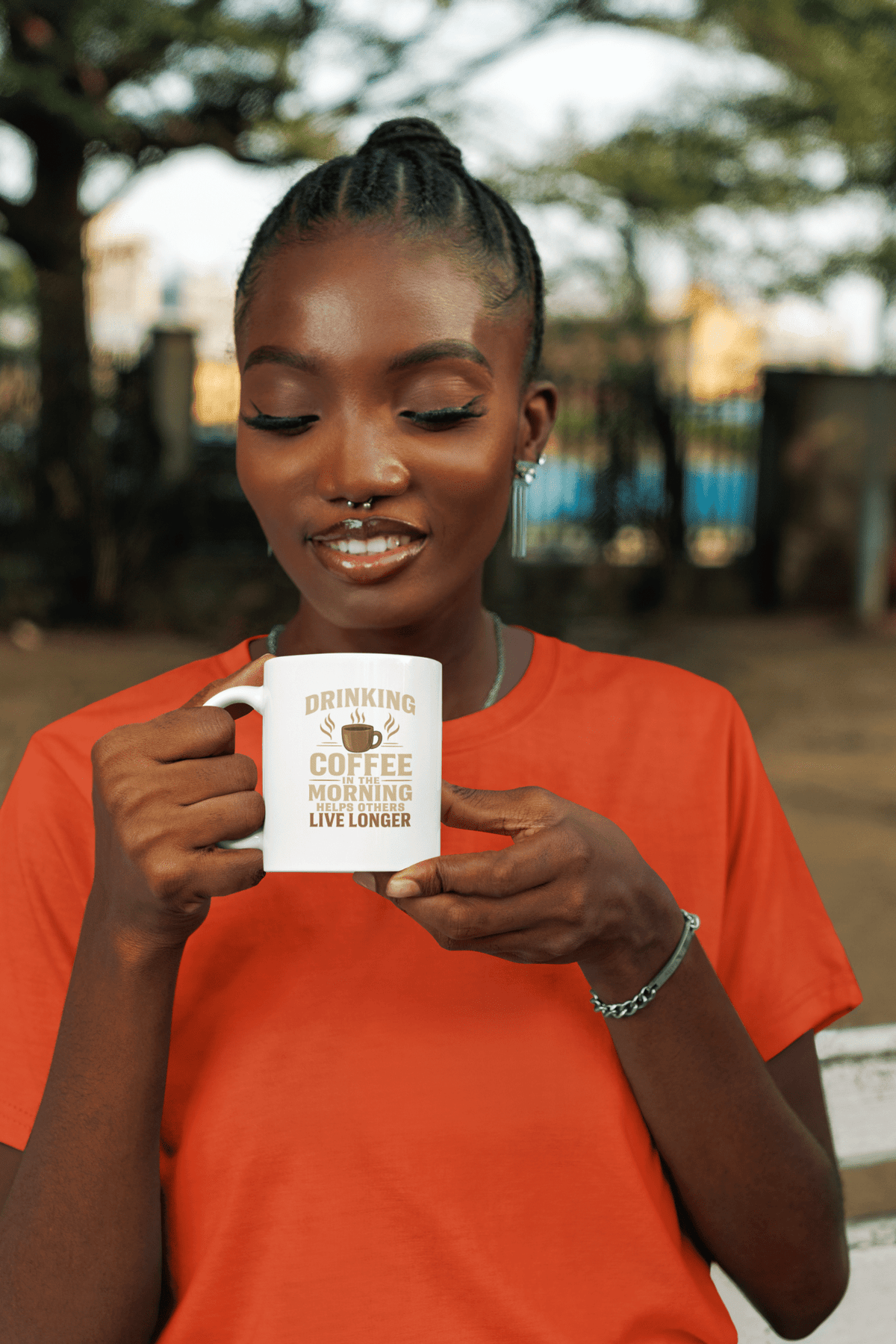 Drinking Coffee in the Morning Helps Others Live Longer Mug – Funny Coffee Lover Gift - WJMAPPAREL.COM