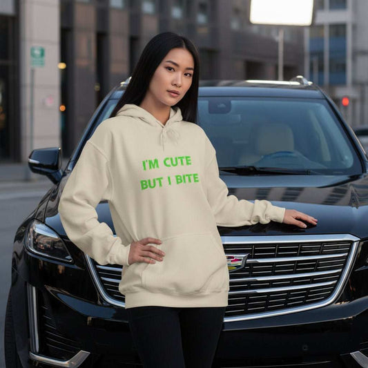 Cute But I Bite Hoodie – Funny Bold Statement Sweatshirt Gift - WJMAPPAREL.COM