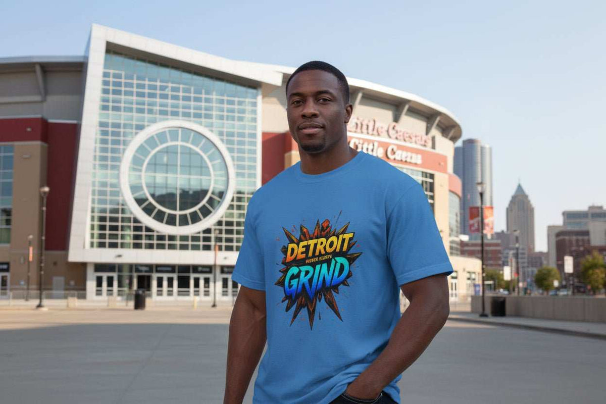 Detroit Grind Graphic T-Shirt – Motivational Hustle Tee Gift for Detroit Fans - WJMAPPAREL.COM