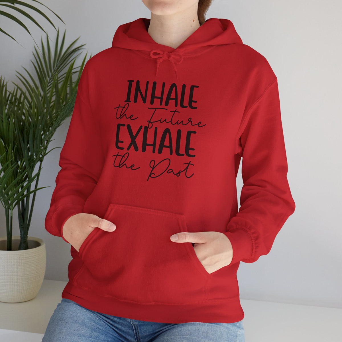Inhale The Future Exhale The Past hooded sweatshirt features a classic