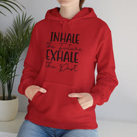 Inhale The Future Exhale The Past hooded sweatshirt features a classic