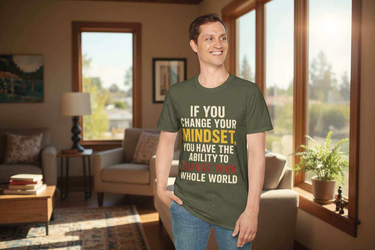 Motivational T-Shirt – “Change Your Mindset Change Your Whole World” Inspirational Gift - WJMAPPAREL.COM
