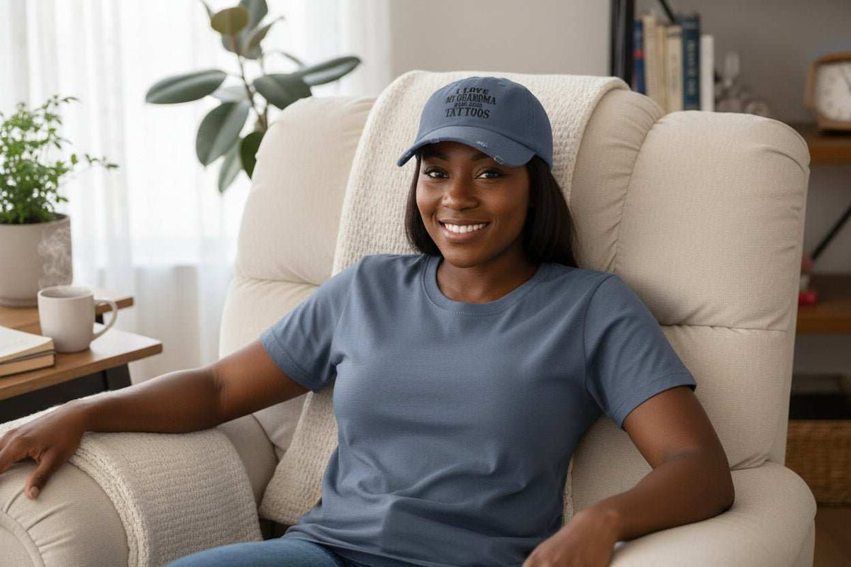 Funny Grandma Hat – “Love Grandma And Her Tattoos” Distressed Cap Gift for Mother’s Day or Birthday - WJMAPPAREL.COM