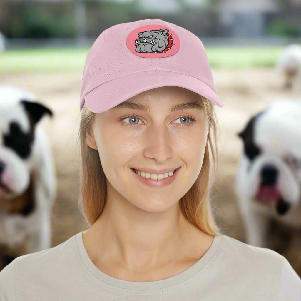 Bulldog Hat with Leather Patch – Dog Lover Adjustable Cap Gift - WJMAPPAREL.COM