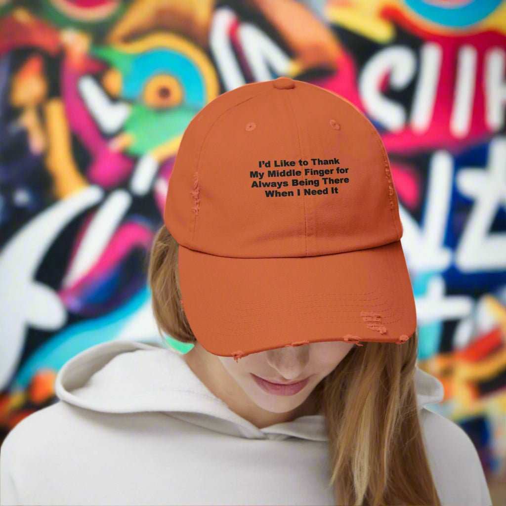 Middle Finger “Being There” Hat – Sarcastic Funny Dad Cap Gift - WJMAPPAREL.COM