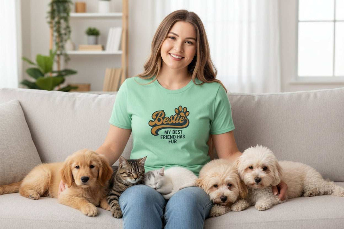 Bestie Fur Friend Cat Mom T-Shirt – Cute Cat Lover Gift - WJMAPPAREL.COM