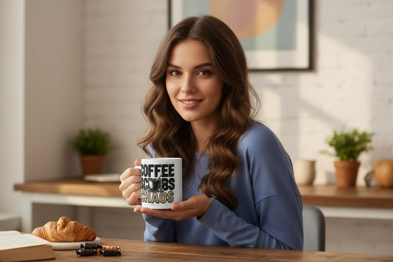 Funny Nurse Coffee Mug – “Coffee Scrubs Chaos” 11oz Ceramic Gift for Healthcare Workers - WJMAPPAREL.COM