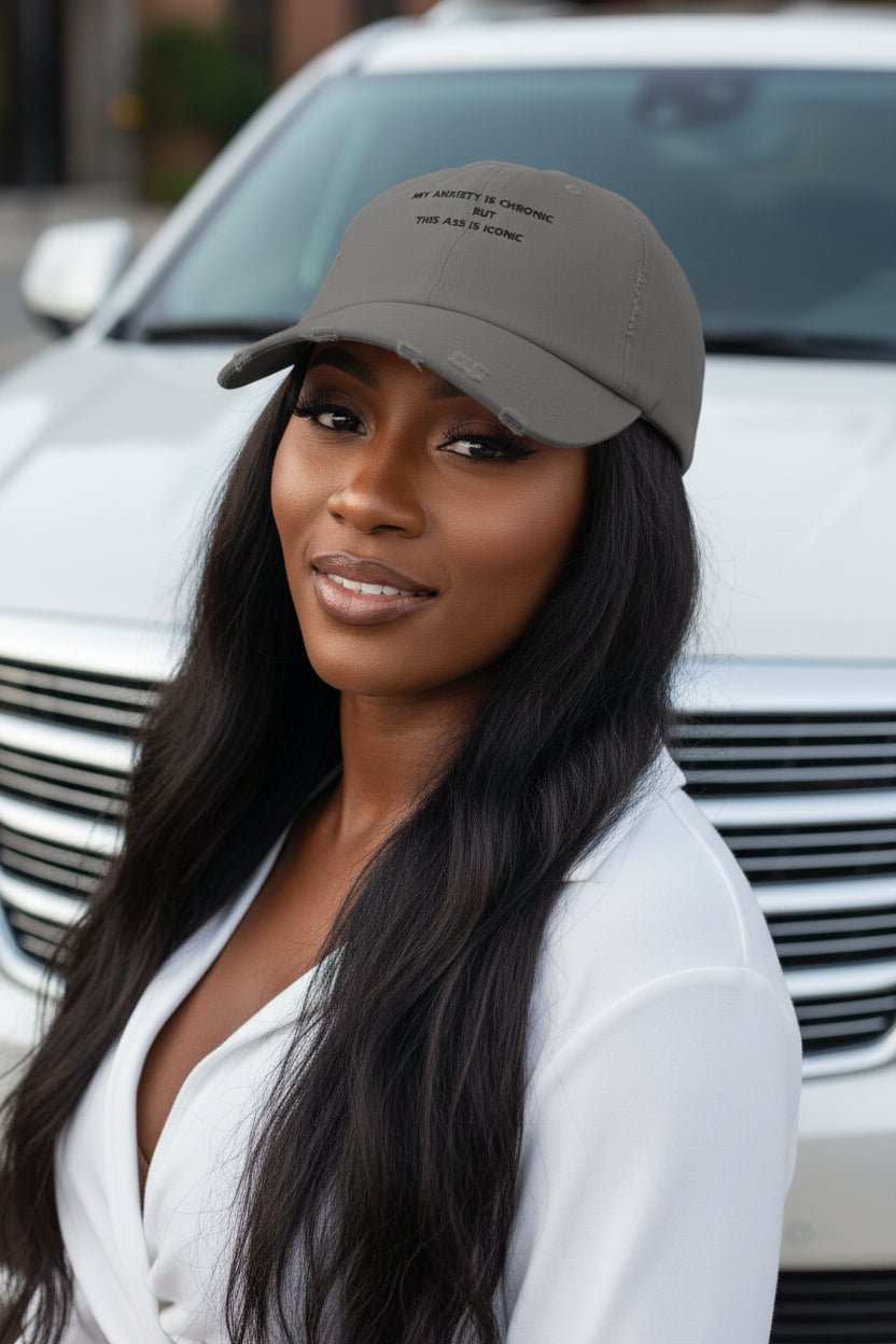 Funny Anxiety Cap for Confident Women – My Anxiety Is Chronic But This Ass Is Iconic Graphic Cap - WJMAPPAREL.COM