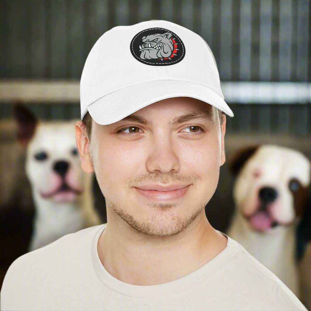 Bulldog Hat with Leather Patch – Dog Lover Adjustable Cap Gift - WJMAPPAREL.COM