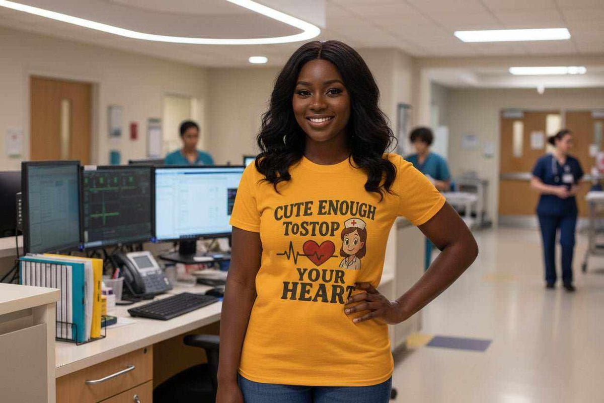 Funny Nurse T-Shirt – “Cute Enough To Stop Heart” Gift for Nurses or Girlfriend - WJMAPPAREL.COM