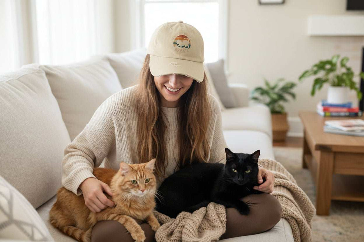 Easily Distracted By Cats Hat – Funny Cat Lover Distressed Baseball Cap - WJMAPPAREL.COM