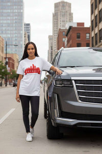 Detroit Skyline T-Shirt — Red Banner City Pride Tee - WJMAPPAREL.COM