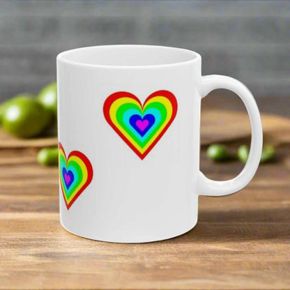 Rainbow Heart 11oz Mug – Pride Love Coffee Mug Gift - WJMAPPAREL.COM