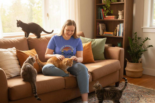 Easily Distracted by Cats T-Shirt – Funny Cat Lover Graphic Tee Gift - WJMAPPAREL.COM