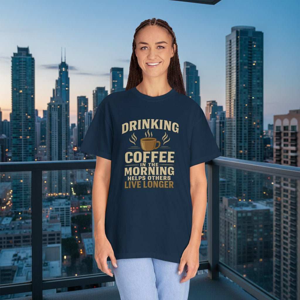 Drinking Coffee Helps Others Live Longer T-Shirt – Funny Coffee Lover Gift Tee - WJMAPPAREL.COM