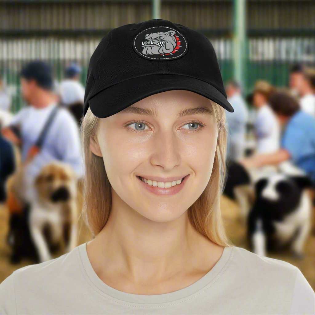 Bulldog Hat with Leather Patch – Dog Lover Adjustable Cap Gift - WJMAPPAREL.COM