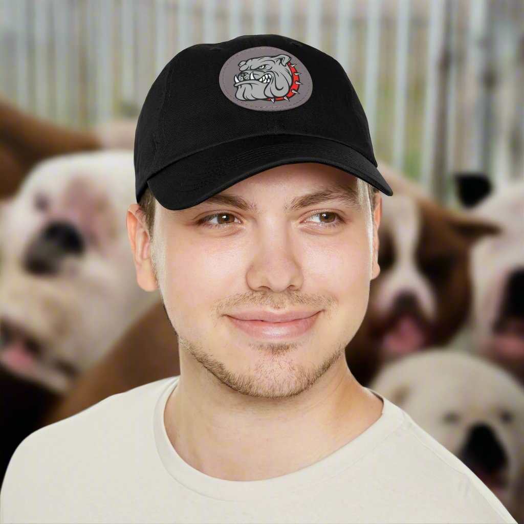 Bulldog Hat with Leather Patch – Dog Lover Adjustable Cap Gift - WJMAPPAREL.COM