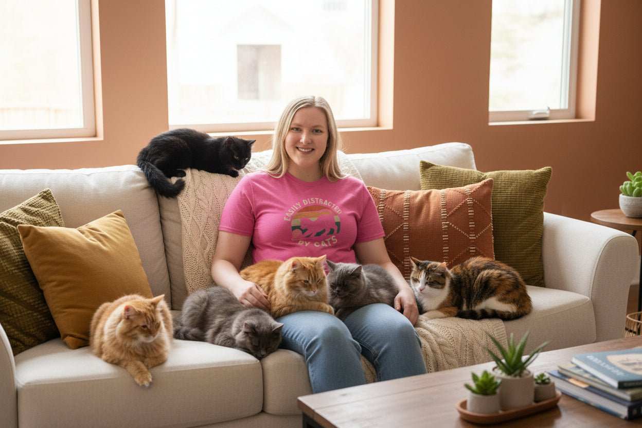 Easily Distracted by Cats T-Shirt – Funny Cat Lover Graphic Tee Gift - WJMAPPAREL.COM