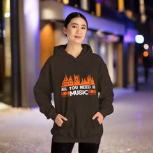 Music hooded sweatshirt features a classic pullover design with a kang