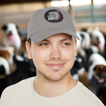 Bulldog Hat with Leather Patch – Dog Lover Adjustable Cap Gift - WJMAPPAREL.COM