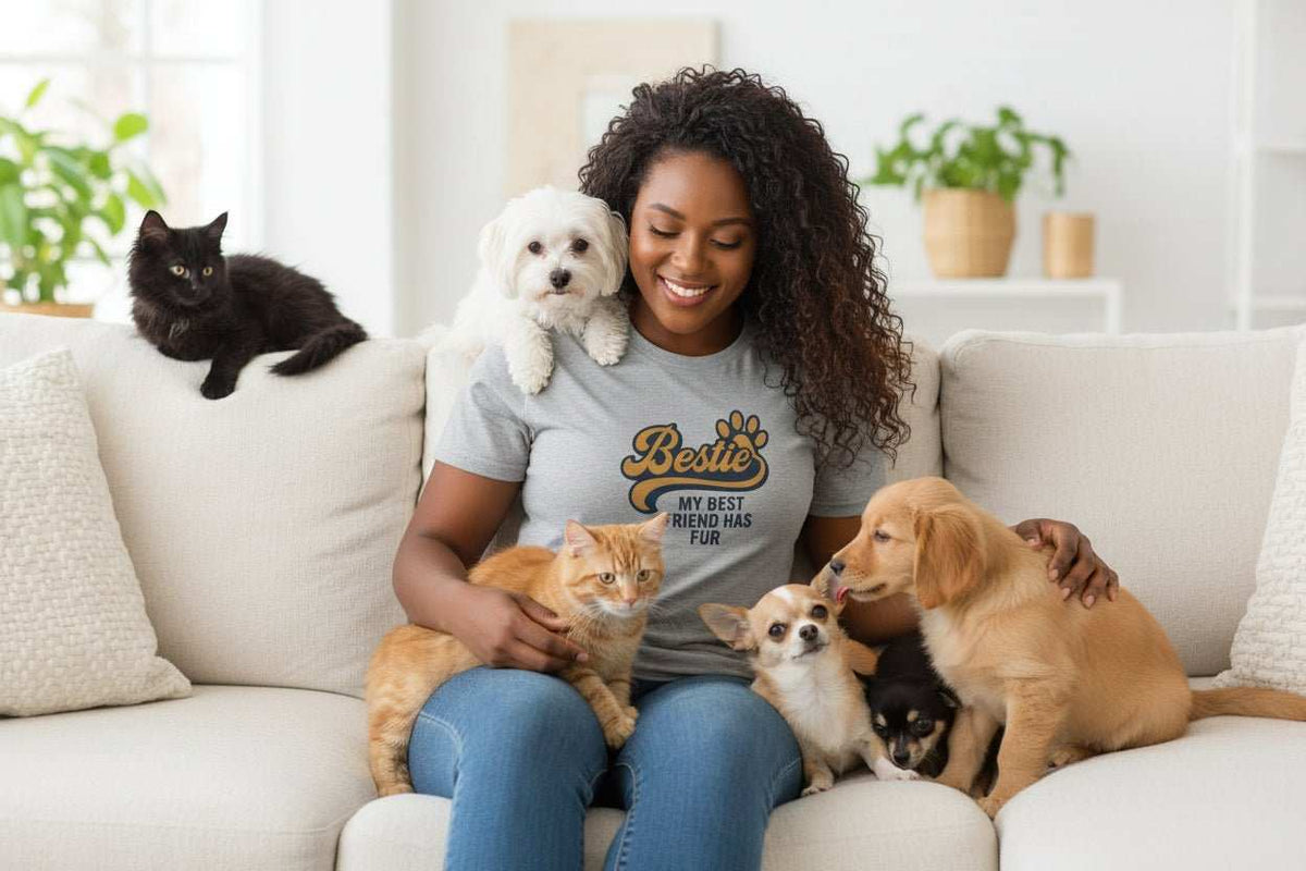 Bestie Fur Friend Cat Mom T-Shirt – Cute Cat Lover Gift - WJMAPPAREL.COM