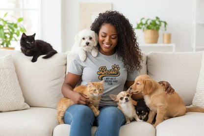 Bestie Fur Friend Cat Mom T-Shirt – Cute Cat Lover Gift - WJMAPPAREL.COM