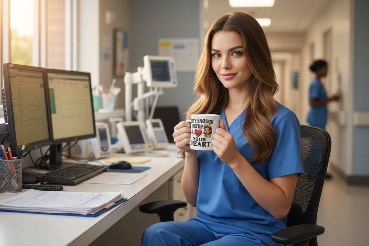 Funny Nurse Coffee Mug – “Cute Enough To Stop Heart” 11oz Ceramic Gift for Nurses Birthday or Graduation - WJMAPPAREL.COM