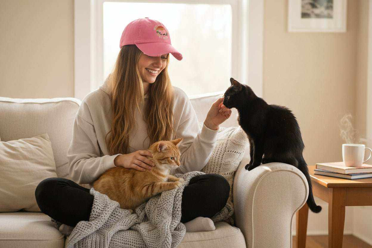 Easily Distracted By Cats Hat – Funny Cat Lover Distressed Baseball Cap - WJMAPPAREL.COM