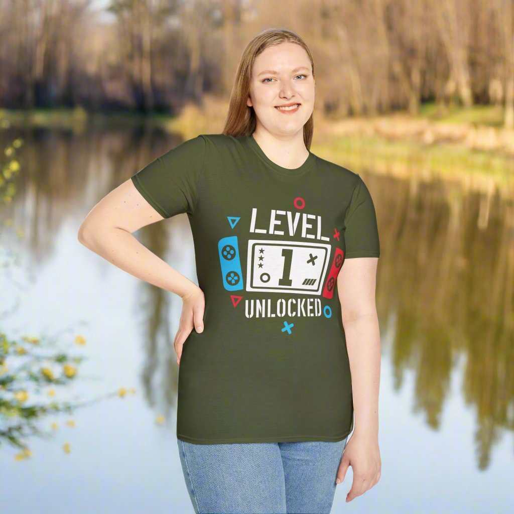 Level 1 Unlocked T-Shirt – Gamer Birthday Graphic Tee Gift - WJMAPPAREL.COM