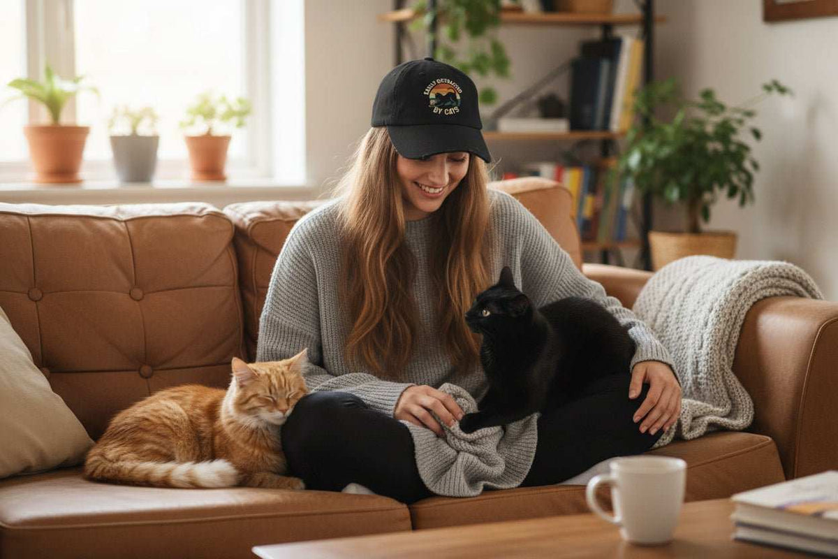 Easily Distracted By Cats Hat – Funny Cat Lover Distressed Baseball Cap - WJMAPPAREL.COM