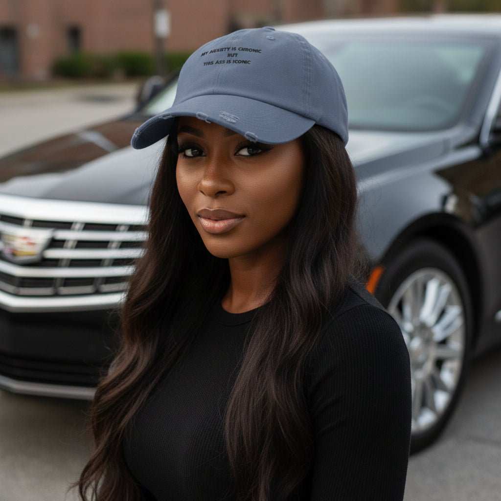 Funny Anxiety Cap for Confident Women – My Anxiety Is Chronic But This Ass Is Iconic Graphic Cap - WJMAPPAREL.COM
