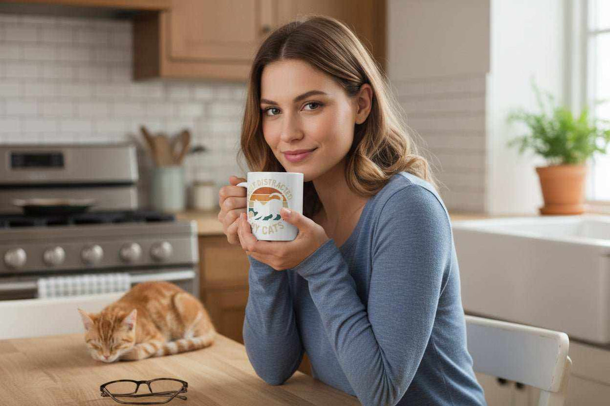 Easily Distracted By Cats 11oz Mug – Funny Cat Lover Coffee Cup Gift - WJMAPPAREL.COM