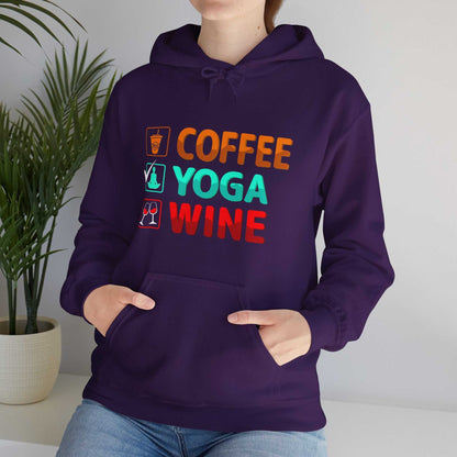 Coffee Yoga Wine Hoodie – Funny Lifestyle Sweatshirt Gift for Women - WJMAPPAREL.COM