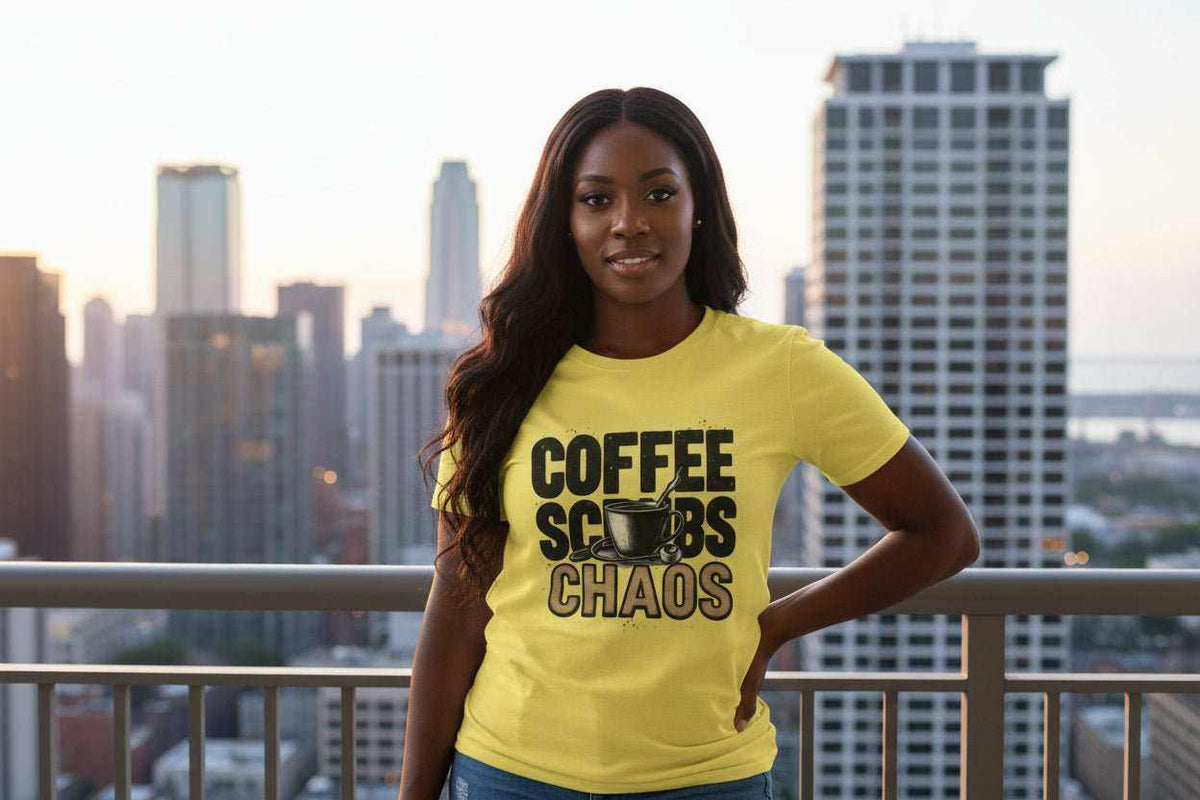 Funny Nurse T-Shirt – “Coffee Scrubs Chaos” Gift for Nurses Birthday or Christmas - WJMAPPAREL.COM