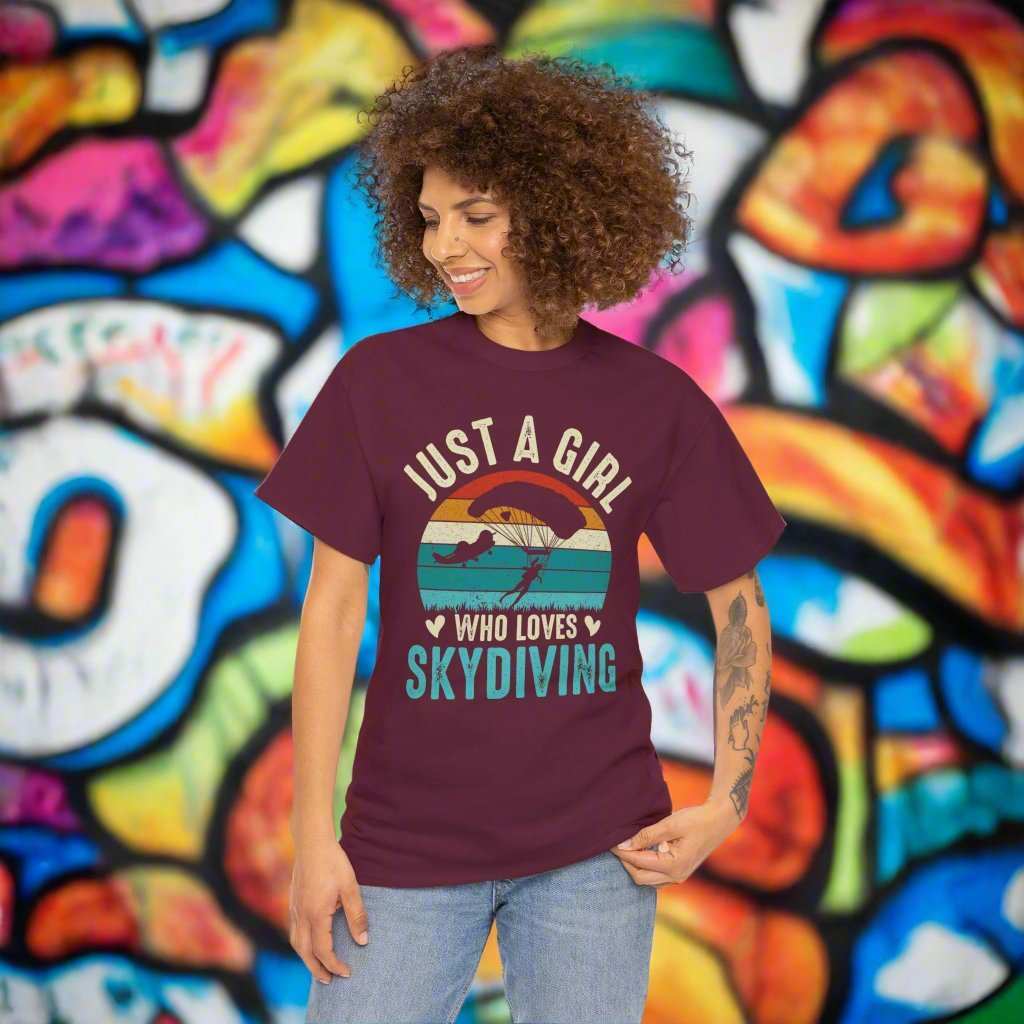 Just A Girl Who Loves Skydiving T-Shirt – Skydiver Graphic Tee Gift - WJMAPPAREL.COM