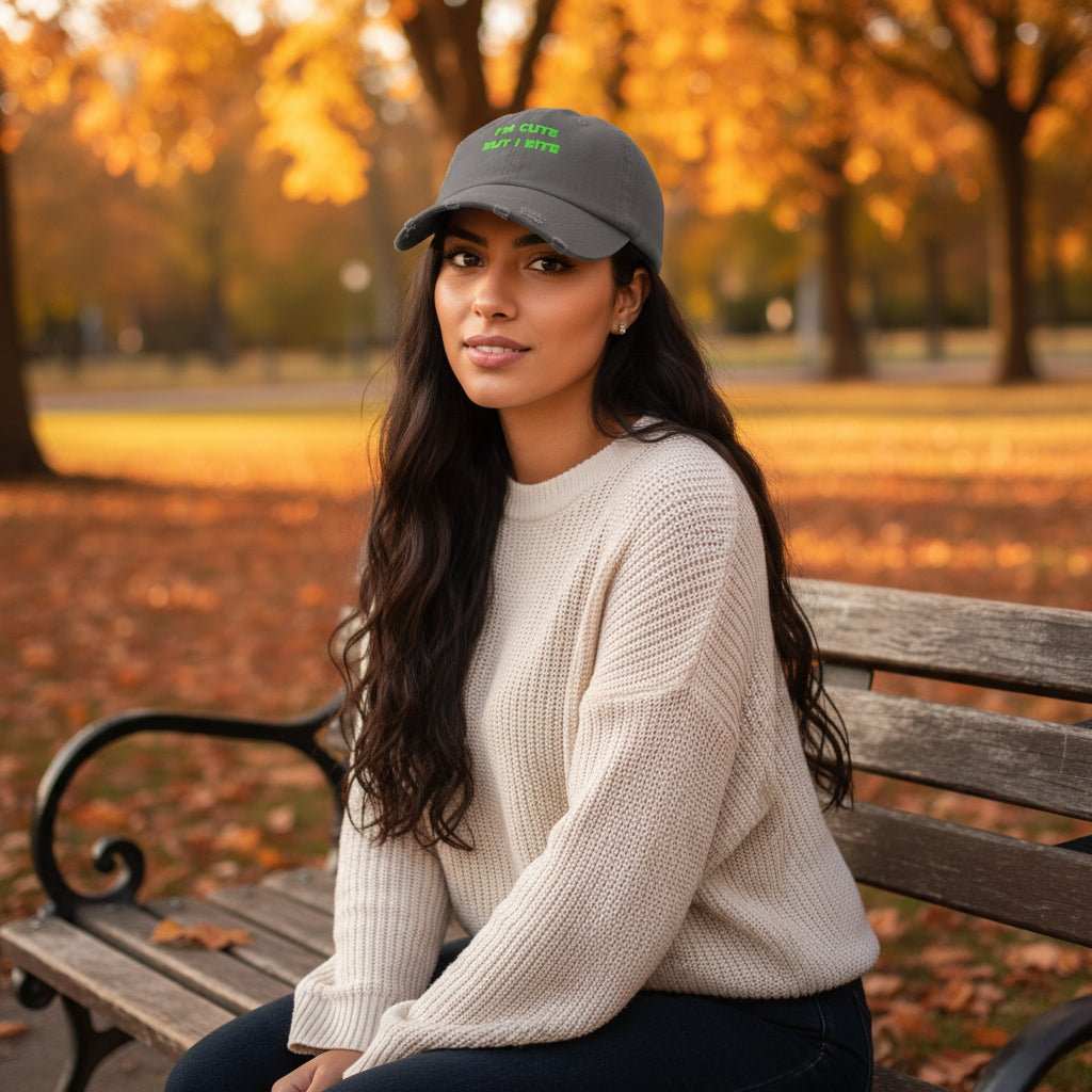 Cute But I Bite Hat – Funny Sassy Distressed Baseball Cap Gift - WJMAPPAREL.COM