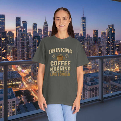 Drinking Coffee Helps Others Live Longer T-Shirt – Funny Coffee Lover Gift Tee - WJMAPPAREL.COM