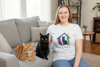 Watercolor Cat Inside House T-Shirt