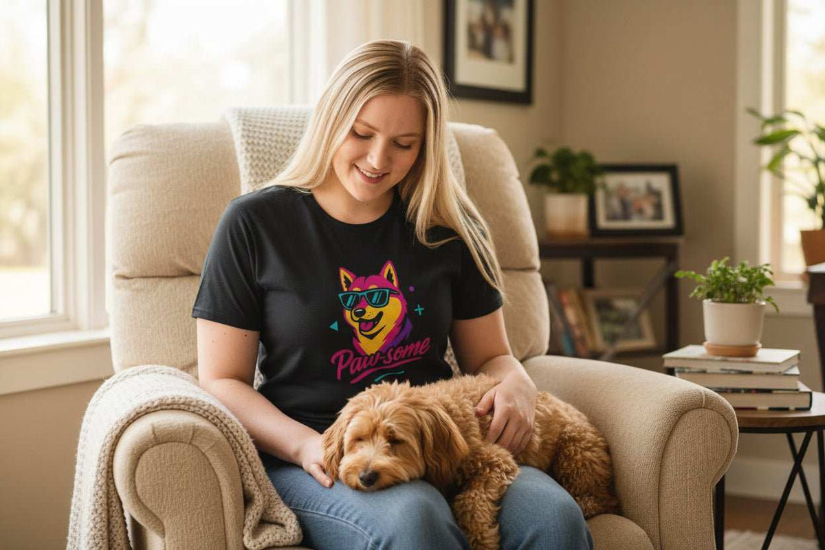 Paw-Some Neon Dog T-Shirt with vibrant dog graphic for dog lovers and pet owners
