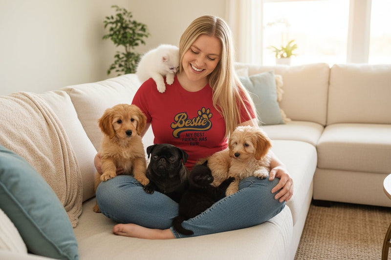 Bestie Fur Friend Cat Mom T-Shirt – Cute Cat Lover Gift - WJMAPPAREL.COM