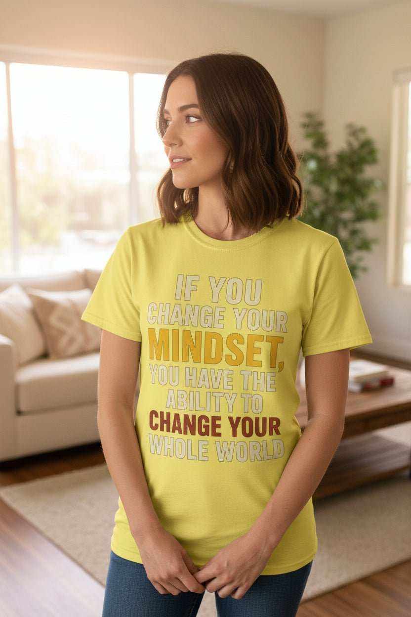 Motivational T-Shirt – “Change Your Mindset Change Your Whole World” Inspirational Gift - WJMAPPAREL.COM