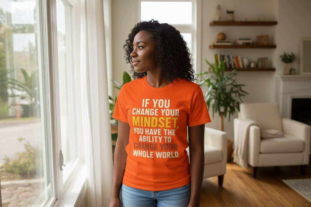 Motivational T-Shirt – “Change Your Mindset Change Your Whole World” Inspirational Gift - WJMAPPAREL.COM
